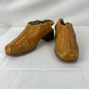 Pikolinos Tan Leather Slingback Heels EU 37 Tooled Spain